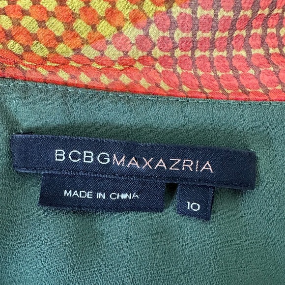 BcbgMaxazaria Silk Knee Length Dress Neck Tie Diamond - Picture 4 of 16